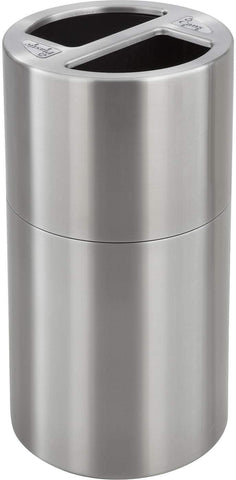 Dual Recycling Trash Can 15 Gallon Each Stainless Steel [9931SS] Safco Waste Receptacle 9931SS