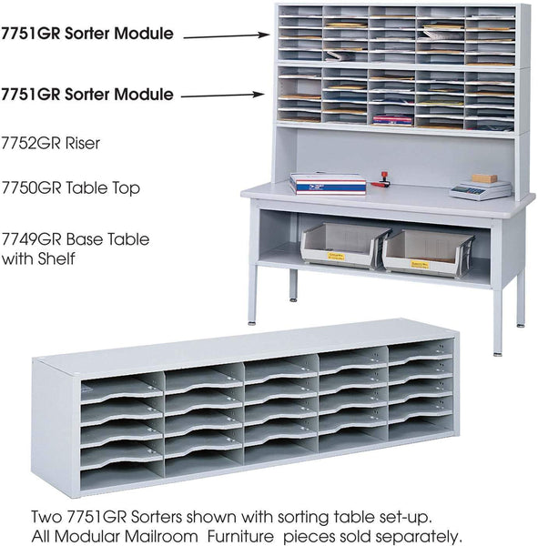 E-Z Sort® Sorter Module Mailroom [7751] Safco Gray Mailroom Organizer 7751GR