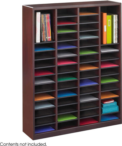 E-Z Stor® Wood Literature Organizer 60 Compartments [9331] Safco Mahogany Literature Organizer 9331MH