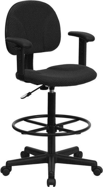 Flash Adjustable Range Drafting Chair [BT-659-BLK-GG] Flash Furniture Black / Add Adjustable Task Arms Drafting Chair BT-659-BLK-ARMS-GG