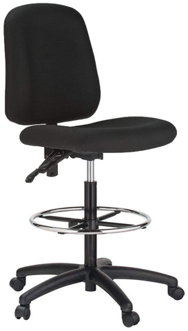 Harwick Contoured Counter Height Bank Teller Chair [100KE] Harwick Black / No Arms / Standard Rolling Casters - Included Drafting Chair 100KE-BK