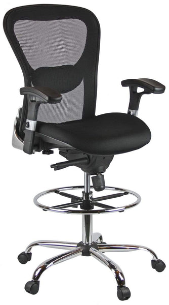 Harwick Deluxe Ergonomic Mesh Drafting Stool [3052D] Harwick Black / Included - No Additional Charge / Standard Rolling Casters - Included Drafting Chair 3052D