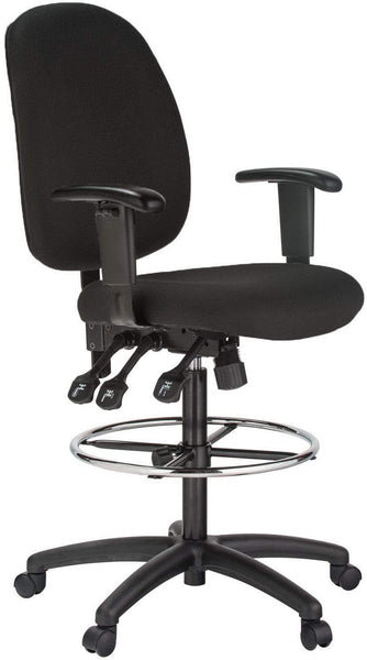 Harwick Ergonomic Adjustable Drafting Chair [6058C-D] Harwick Black Fabric (6058C-D-BK) / Standard Rolling Casters - Included Drafting Chair 6058C-D-BK