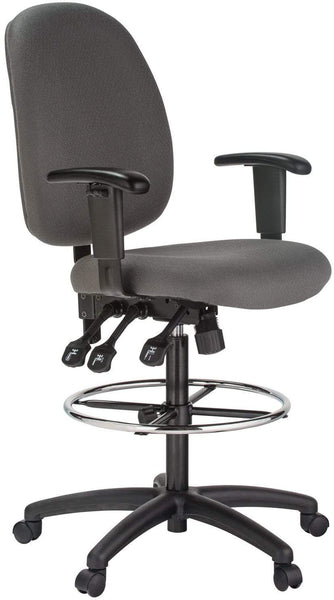Harwick Ergonomic Adjustable Drafting Chair [6058C-D] Harwick Grey Fabric (6058C-D-GY) / Standard Rolling Casters - Included Drafting Chair 6058C-D-GY