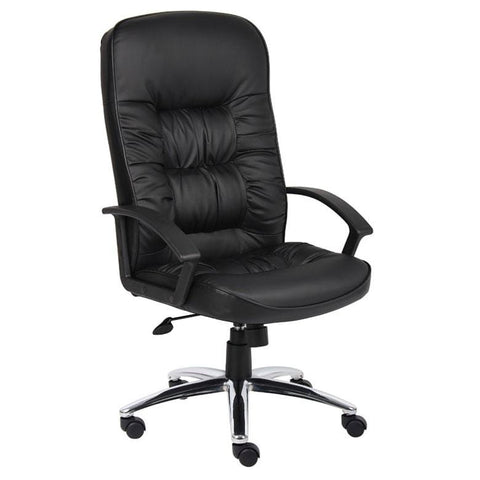 High Back Leather Executive Chair [B7301] Boss Office Products Chrome Upgrade (+$35) Leather Office Chair B7301C