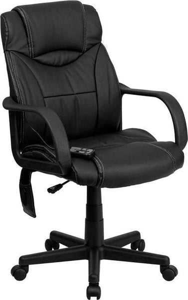 High Back Leather Massage Chair [BT-2690P-GG] Flash Furniture Leather Office Chair BT-2690P-GG