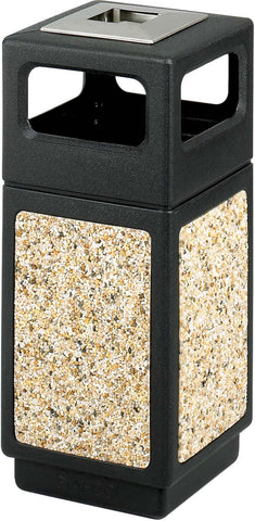 Indoor Outdoor Trash Can Aggregate Panel Ash Urn 15 Gallon [9470] Safco Black Waste Receptacle 9470NC