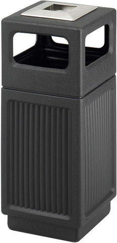 Indoor Outdoor Trash Can Aggregate Panel Ash Urn 15 Gallon [9474] Safco Black Waste Receptacle 9474BL