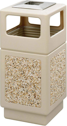 Indoor Outdoor Trash Can Aggregate Panel Ash Urn 38 Gallon [9473] Safco Tan Waste Receptacle 9473TN