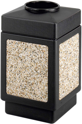 Indoor Outdoor Trash Can Aggregate Panel Open Top 38 Gallon [9471] Safco Black Waste Receptacle 9471NC