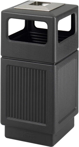 Indoor Outdoor Trash Can Recessed Panel Ash Urn 38 Gallon [9477] Safco Black Waste Receptacle 9477BL