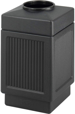 Indoor Outdoor Trash Can Recessed Panel Open Top 38 Gallon [9475] Safco Black Waste Receptacle 9475BL