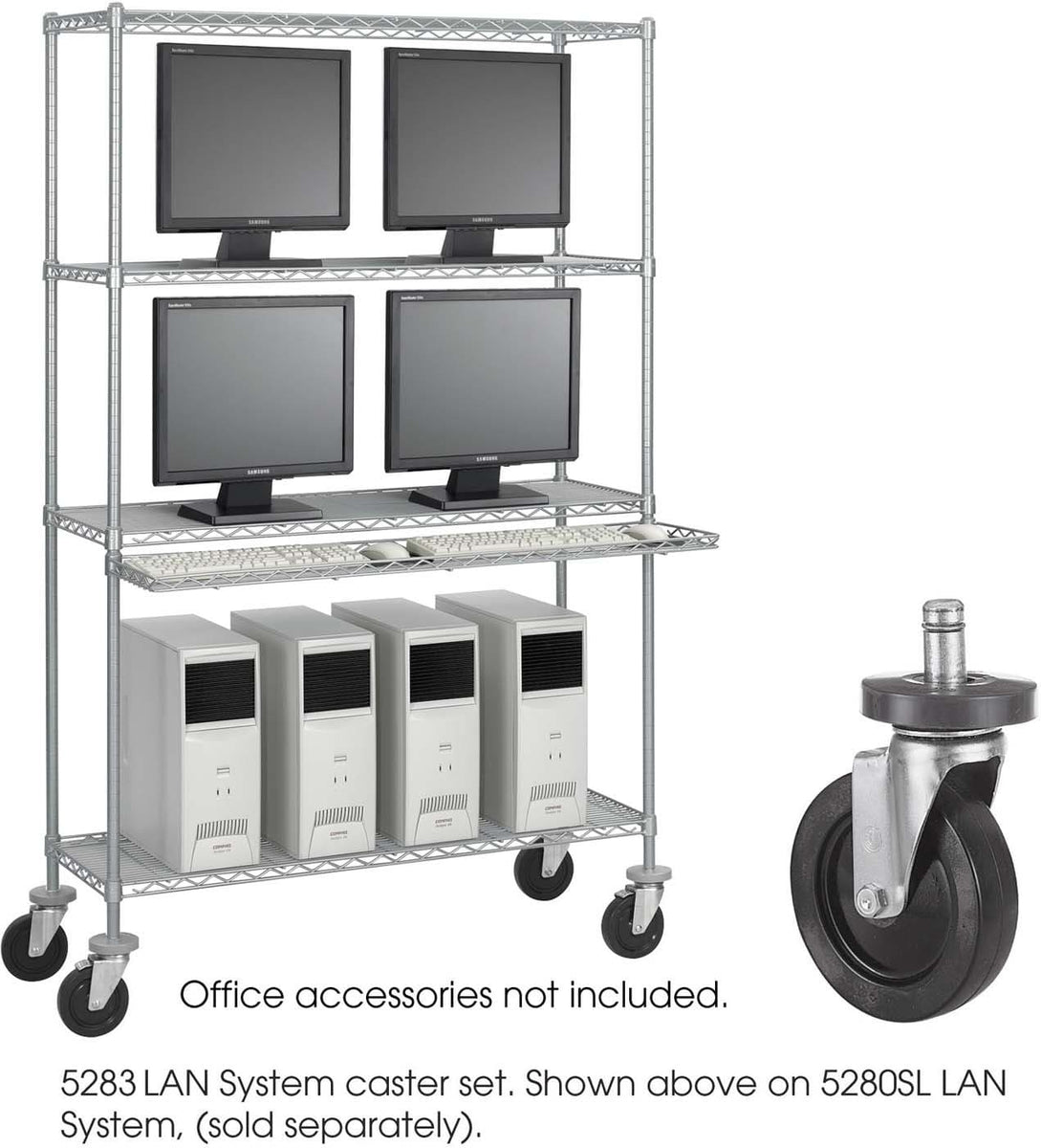 Industrial Wire Shelving Caster Kit Black Set of 4 [5283] – Office ...