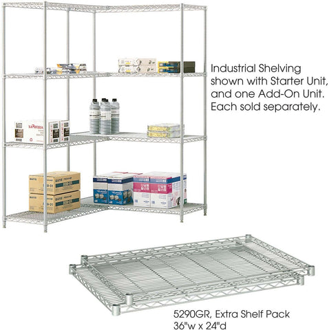 Industrial Wire Shelving Extra Shelf Pack 24 x 36" [5290] Safco Metallic Gray Shelving 5290GR