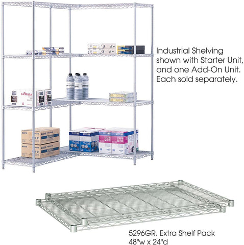 Industrial Wire Shelving Extra Shelf Pack 48 x 24" [5296] Safco Metallic Gray Shelving 5296GR