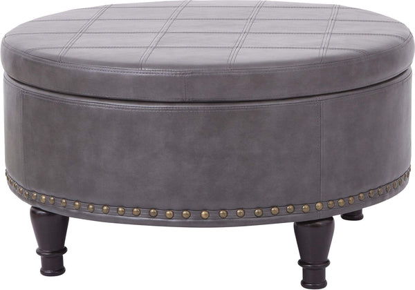 INSPIRED by Bassett Augusta Storage Ottoman [BP-AUOT32] Office Star Pewter Ottoman BP-AUOT32-BD26