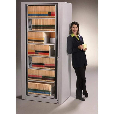 Mayline 7 Tier Starter Rotary File, Letter, Assembled Pebble Gray [ARCB24827S05] Mayline File Cabinet ARCB24827S05