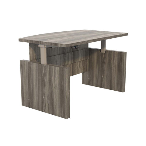 Mayline Aberdeen­® Height-Adjustable 72" Bow Front Desk with Base [ABDH7242] Mayline Gray Steel Bowfront Desks ABDH7242LGS