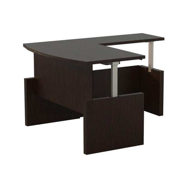 Mayline Aberdeen® Height-Adjustable Desk, Bowfront with Return, 72" W [AT56] Mayline Mocha Activity Table AT56LDC