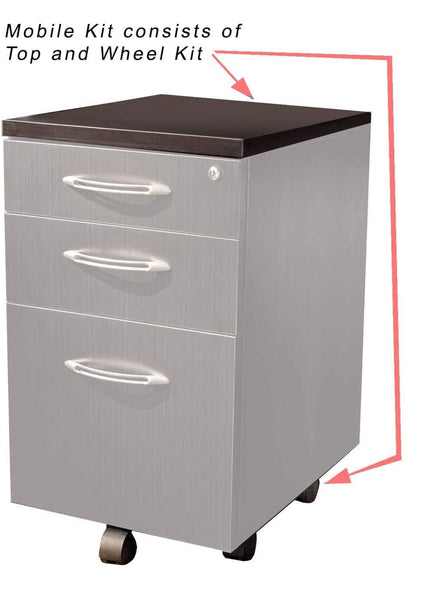 Mayline Aberdeen Mobile Kit For Pedestal [AMK20] Mayline Mocha Casters AMK20LDC