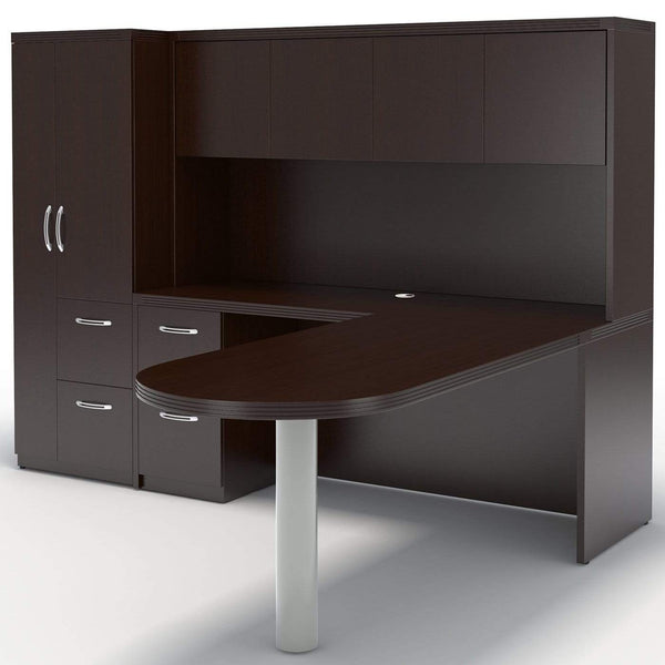 Mayline Aberdeen Office Desk Set [AT22] Mayline Mocha Office Set AT22LDC