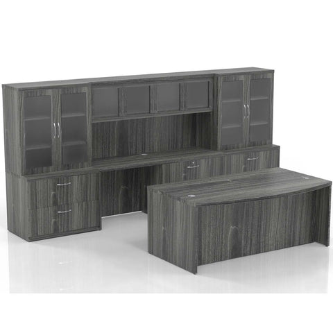 Mayline Aberdeen Office Desk Set [AT7] Mayline Gray Steel Office Set AT7LGS