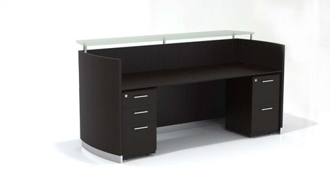 Mayline Medina 87.25" Reception Station, BBF / FF Pedestal [MNRSBF] Mayline Mocha Reception Station MNRSBFLDC