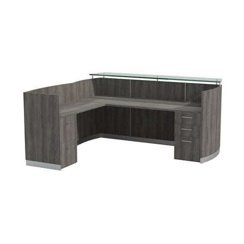 Mayline Medina 87.25" Reception Station, Return & BBF / FF Pedestals [MNRSLBF] Mayline Gray Steel Reception Station MNRSLBFLGS