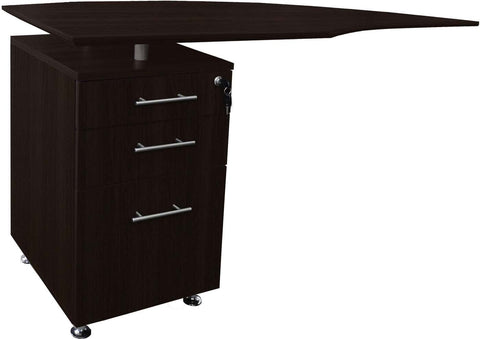 Mayline Medina Curved Desk Return PBF Pedestal Left [MNRTPL] Mayline Mocha Return MNRTPLLDC