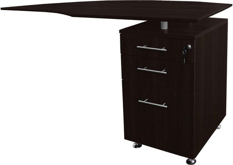 Mayline Medina Curved Desk Return PBF Pedestal Right [MNRTPR] Mayline Mocha Return MNRTPRLDC