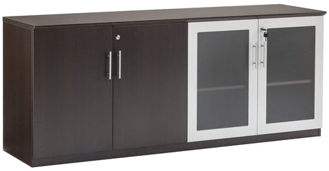 Mayline Medina Low Wall Cabinet, Wood / Glass Doors [MVLC] Mayline Mocha Wall Cabinet MVLCLDC