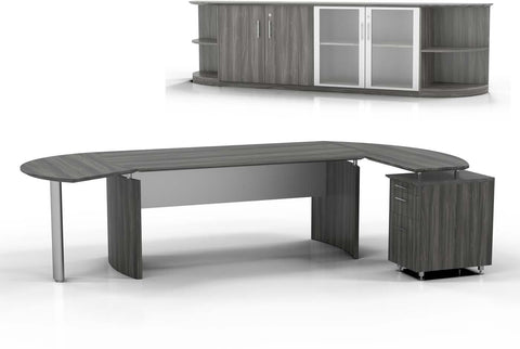 Mayline Medina Office Desk Set [MNT10] Mayline Gray Steel Office Set MNT10LGS