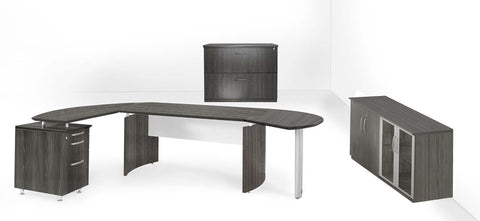 Mayline Medina Office Desk Set [MNT16] Mayline Gray Steel Office Set MNT16LGS