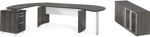 Mayline Medina Office Desk Set [MNT8] Mayline Gray Steel Office Set MNT8LGS