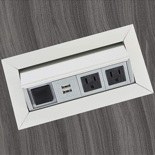 Mayline Power Module with 2 Power and 2 USB Outlets [PM33] Mayline Silver Power & Data Accessories PM33SLV