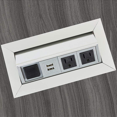 Mayline Power Module with 2 Power and 2 USB Outlets [PM33] Mayline Silver Power & Data Accessories PM33SLV
