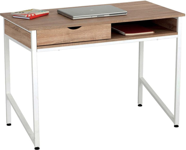 Office Desk Single Drawer Cherry Top Frame [1950] Safco White Computer Desk 1950WH