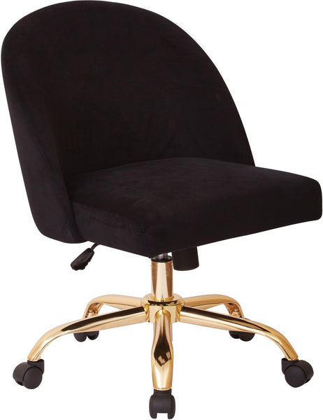 Office Star Ave Six Layton Mid Back Office Chair Velvet [FL3224G] Office Star Black Velvet Accent Chair FL3224G-B62