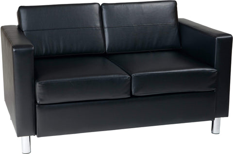 Office Star Ave Six Pacific Faux Leather Love Seat [PAC52] Office Star Black Loveseat PAC52-V18