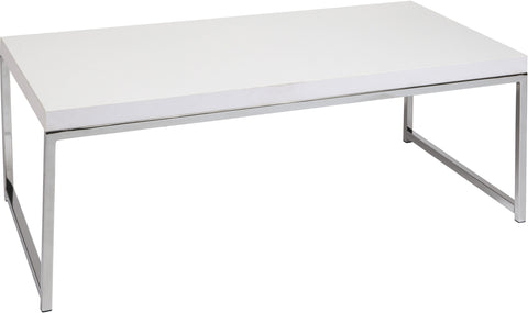 Office Star Ave Six Wall Street Coffee Table in White [WST12] Office Star White Melamine / Chrome Finish Coffee Table WST12-WH