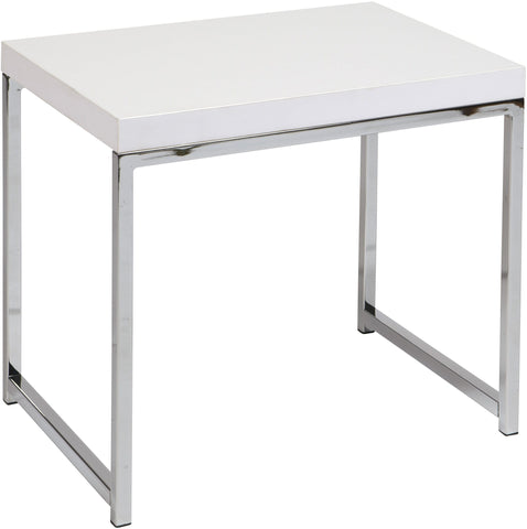 Office Star Ave Six Wall Street End Table in White [WST09] Office Star White Melamine / Chrome Finish End Table WST09-WH