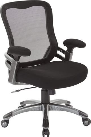 Office Star Faux Leather Mesh Back Manager’s Chair [EMH6918T] Office Star Black Fabric Seat Mesh Chair EMH6918T-3