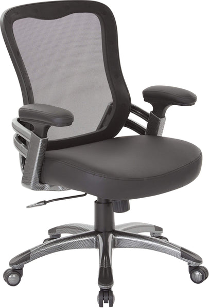 Office Star Faux Leather Mesh Back Manager’s Chair [EMH6918T] Office Star Black Mesh Seat Mesh Chair EMH6918T-U6