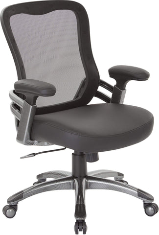 Office Star Faux Leather Mesh Back Manager’s Chair [EMH6918T] Office Star Black Mesh Seat Mesh Chair EMH6918T-U6