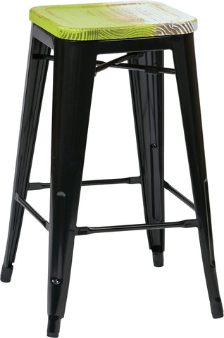 Office Star OSP Designs Bristow 26" Metal Stool 4 Pack [BRW31263A4] Office Star Black/Pine Alice Bar Stool BRW31263A4-C307