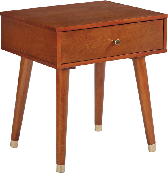 Office Star OSP Designs Cupertino Side Table with Drawer [CUP08] Office Star Light Walnut End Table CUP08-LWA