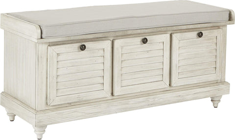 Office Star OSP Designs Dover Storage Bench [DOV] Office Star White Wash Bench DOV-WW