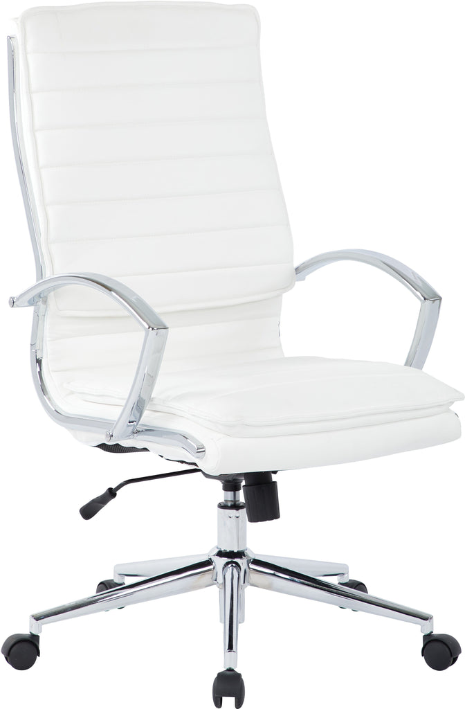Office Star Screen Back Manager's Chair White Faux Leather