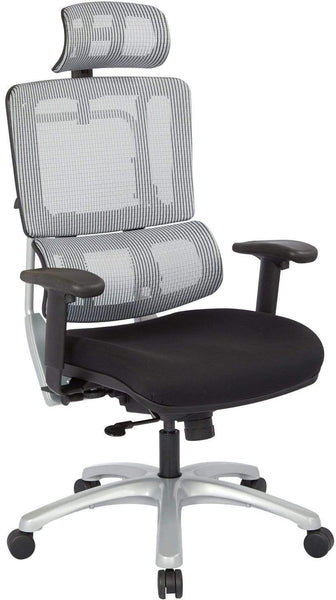Office Star Pro-Line II™ Vertical Grey Mesh Back Chair Silver Base, Headrest [99666SHRS-30] Office Star Executive Chair 99666SHRS-30