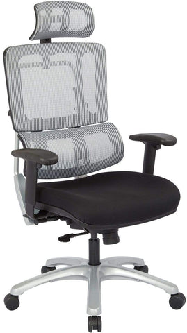 Office Star Pro-Line II™ Vertical Grey Mesh Back Chair Silver Base, Headrest [99666SHRS-30] Office Star Executive Chair 99666SHRS-30